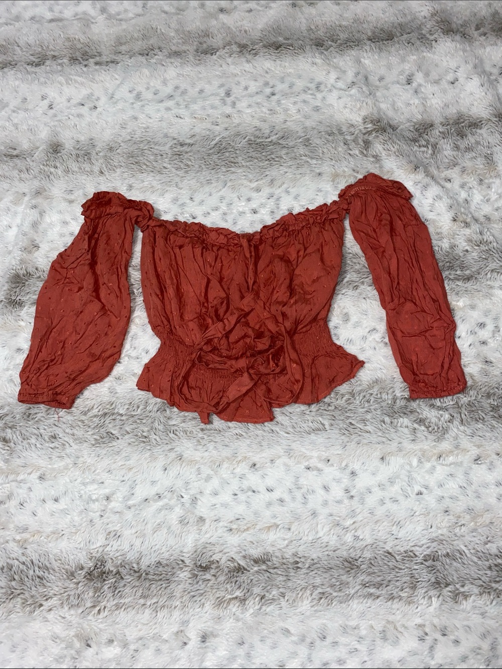 Off-Shoulder Rust Peasant Blouse